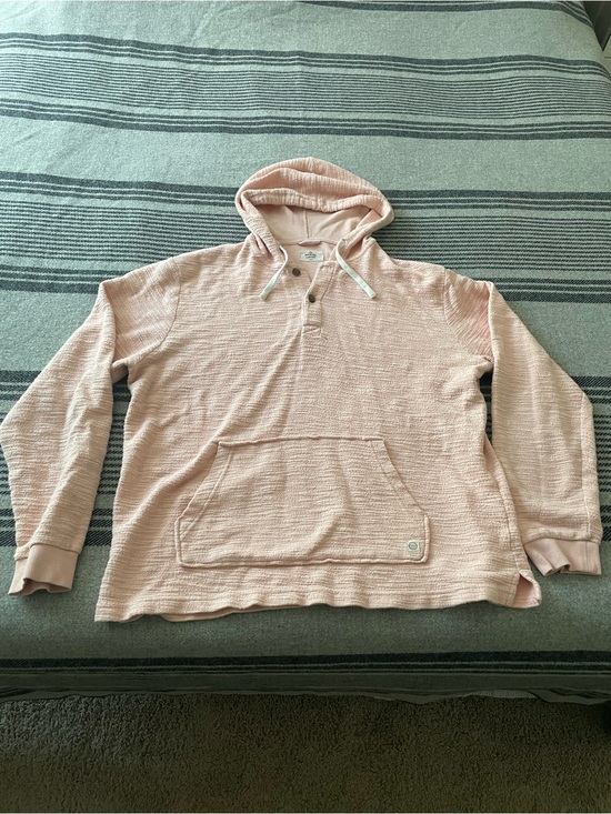 Marine Layer Sweaters - Marine Layer Large Pale Pink Hooded Henley Pullover